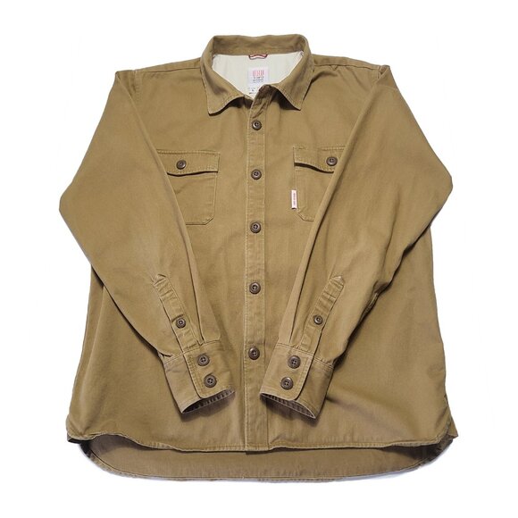 Topo Designs Organic Cotton Work Shirt Mens Large Brown Canvas Button Up - Picture 2 of 12